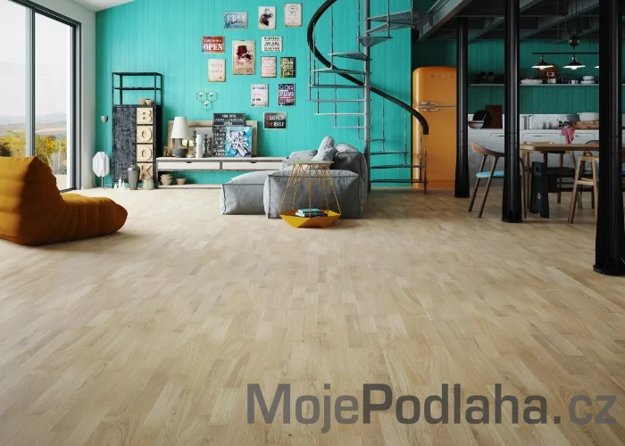 Třívrstvá dřevěná podlaha Barlinek Dub Bianco Molti