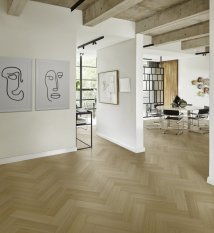 Třívrstvá dřevěná podlaha Kährs Life Authentic Herringbone Dub Chamomille - pravá