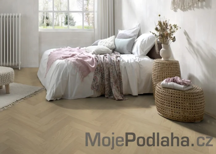Dýhovaná dřevěná podlaha ParKy Swing Ivory Oak Premium - levý