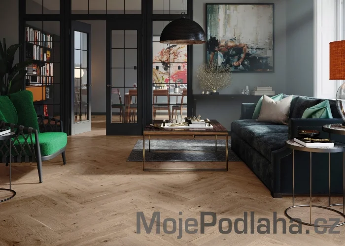 Třívrstvá dřevěná podlaha Barlinek Dub Serene Herringbone 110