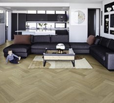 Třívrstvá dřevěná podlaha Kährs Life Authentic Herringbone Dub Ginseng - pravá