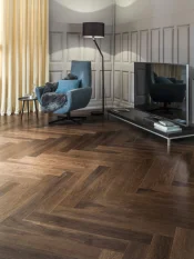 Dýhovaná dřevěná podlaha ParKy Swing Smoked Walnut Premium - levý