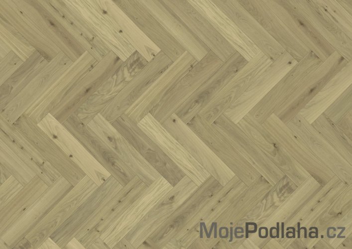 Dvouvrstvá dřevěná podlaha Kährs Herringbone Dub CC DIM bílý