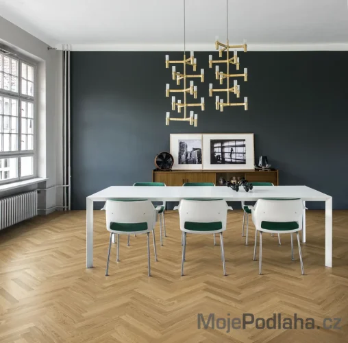 Dvouvrstvá dřevěná podlaha Kährs Studio Herringbone Dub AB - Matný lak