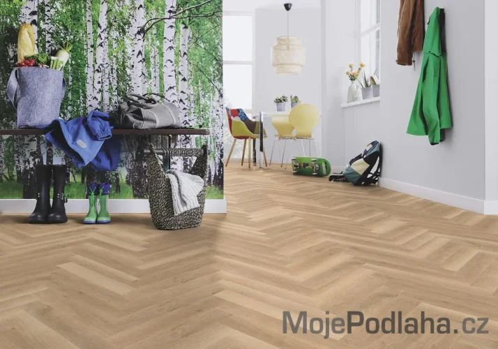 Eko vinylová podlaha lepená Wineo Purline 1200 wood XS Herringbone Welcome Oskar