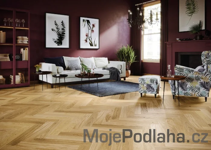 Třívrstvá dřevěná podlaha Barlinek Dub Bright Herringbone 110
