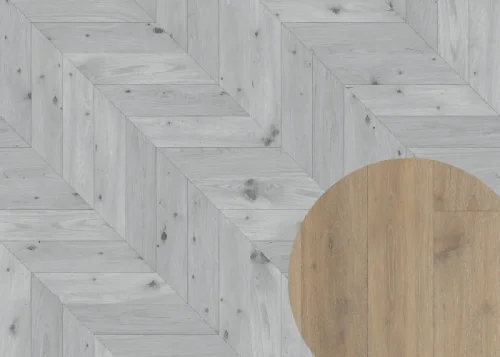 Třívrstvá dřevěná podlaha Esco Kolonial Chevron 002A Kouřová bílá Original