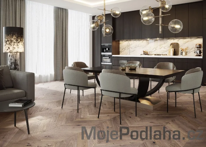 Třívrstvá dřevěná podlaha Barlinek Dub Serene Chevron 130