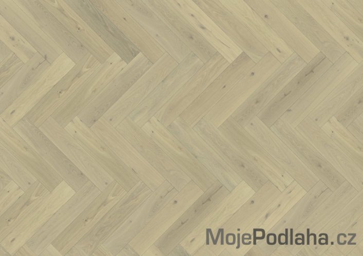 Dvouvrstvá dřevěná podlaha Kährs Herringbone Dub CD krémově bílý