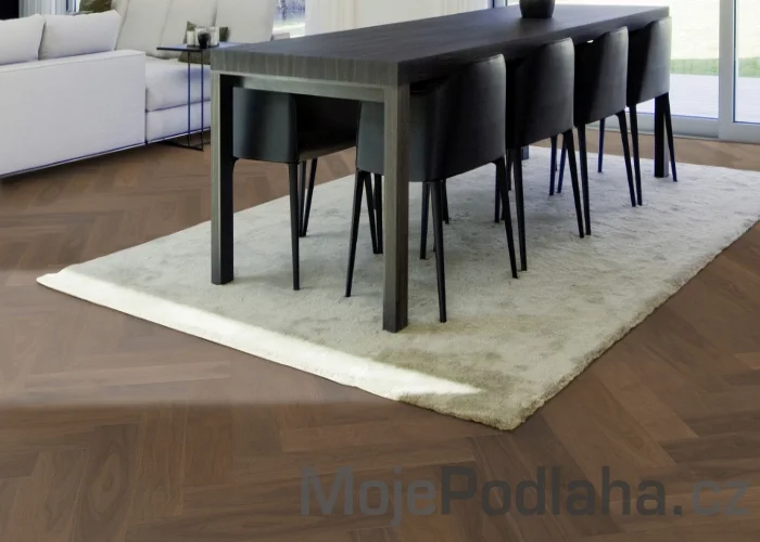 Dýhovaná dřevěná podlaha ParKy Swing Smoked Walnut Premium - pravý