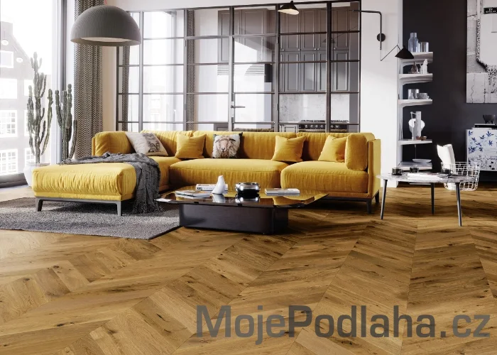 Třívrstvá dřevěná podlaha Barlinek Dub Mainland Chevron 130