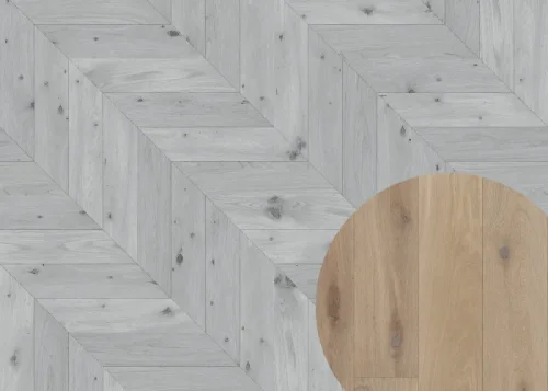 Třívrstvá dřevěná podlaha Esco Kolonial Chevron 002N Přírodní bílá Original